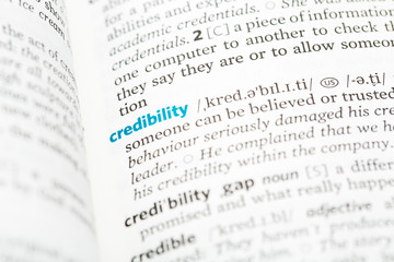 Dictionary definition of the word creadibility