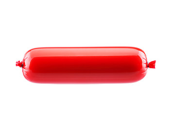Salami or sausage packed isolated