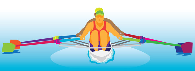 two rowers in a Rowing boat © colonga