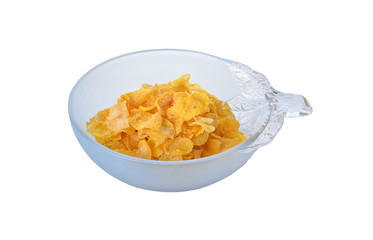 crispy corn flakes on white background