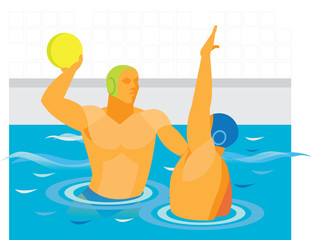 Two players in a water polo