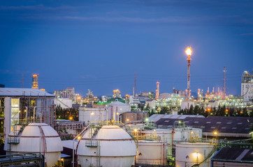 Gas storage tanks and petrochemical plant