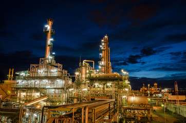 night light petrochemical plant