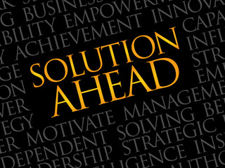 Solution ahead word cloud, business concept