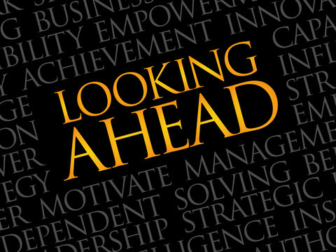 Looking ahead word cloud, business concept