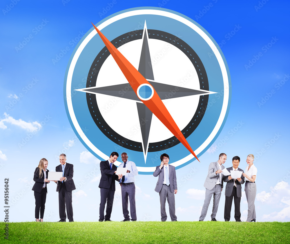 Poster navigation compass direction exploration guide journey concept