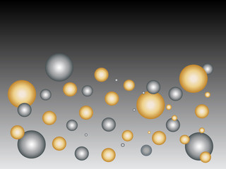 Modern abstract background with gold and silver balls