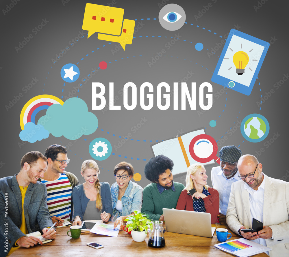 Poster blogging blog internet media networking social concept