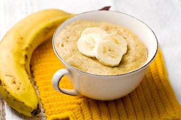   banana mug cake prepared in microwave