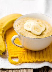   banana mug cake prepared in microwave