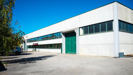 Exterior an industrial warehouse