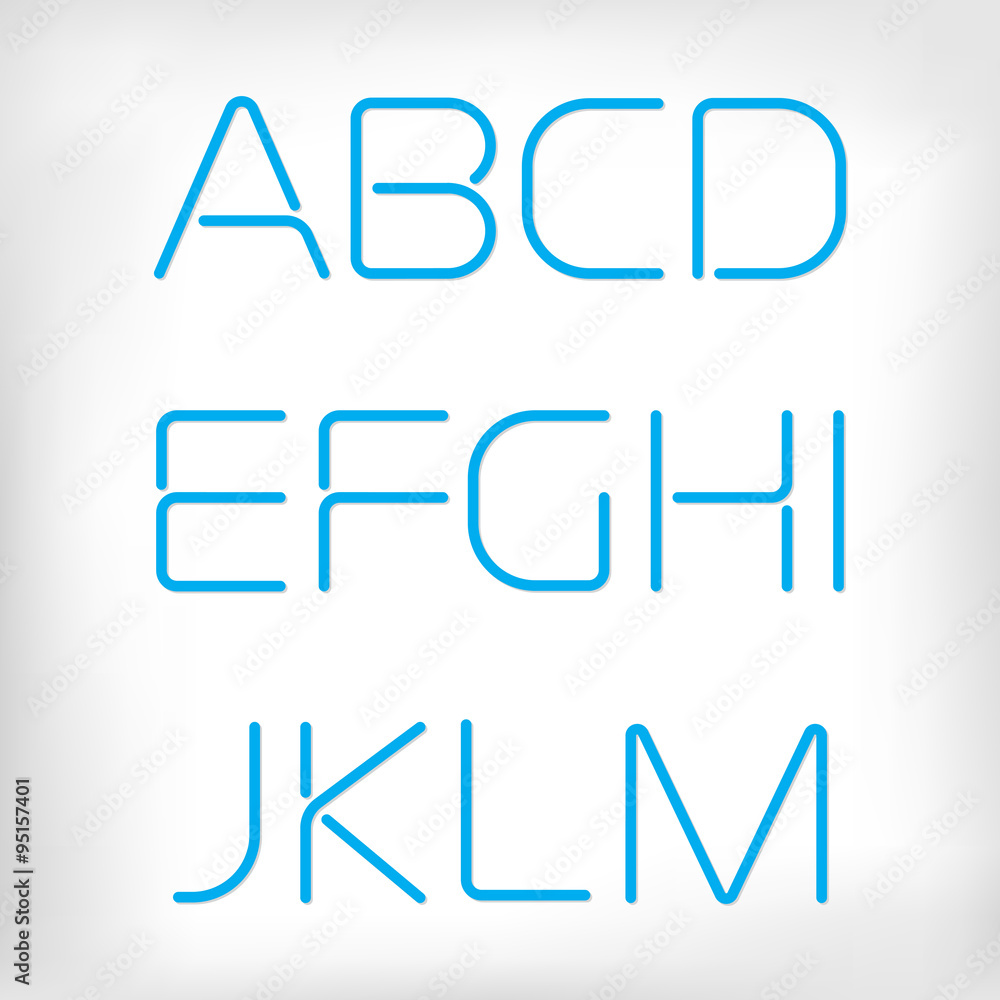 Fototapete modern minimal rounded font alphabet set.