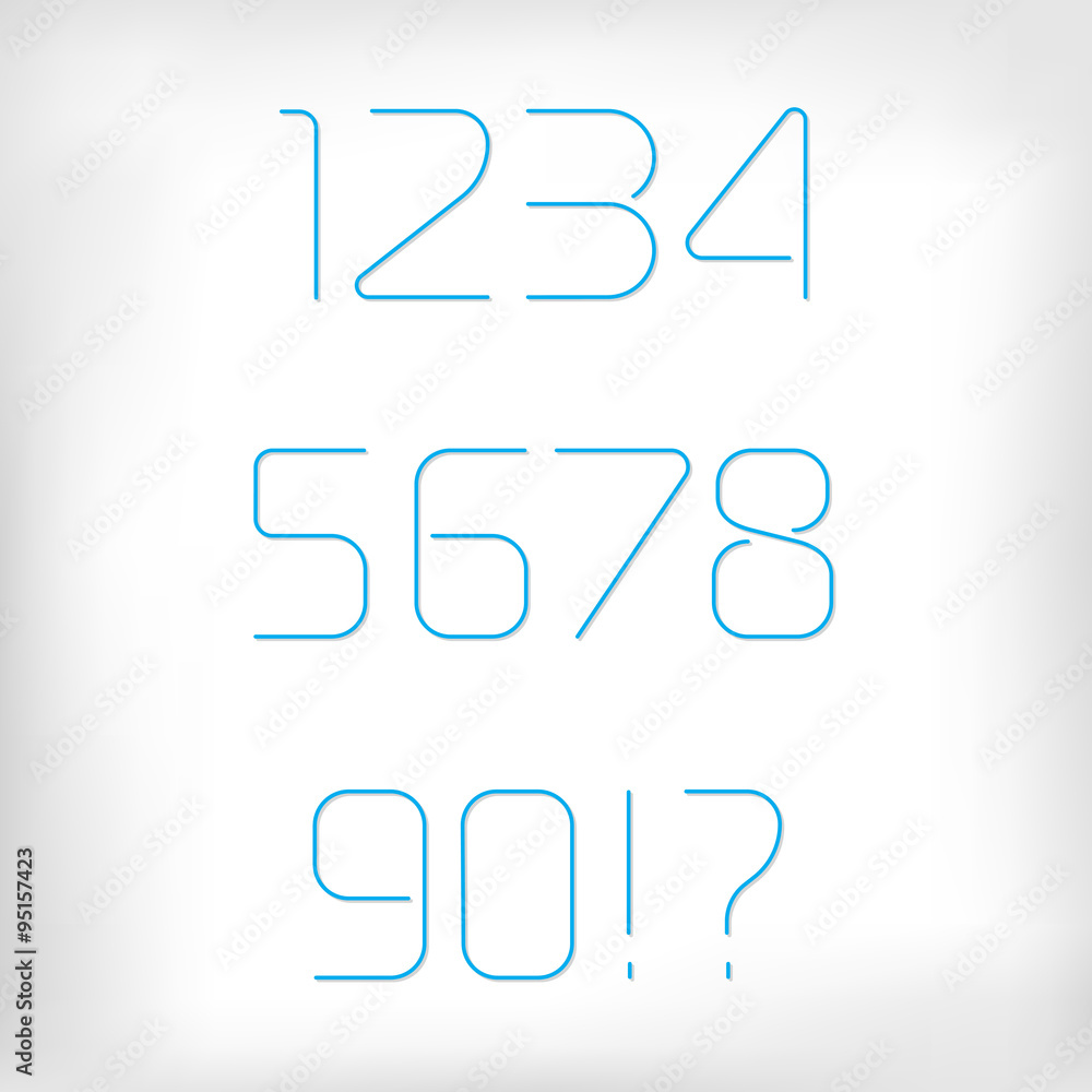 Poster modern minimal rounded font alphabet numbers set.