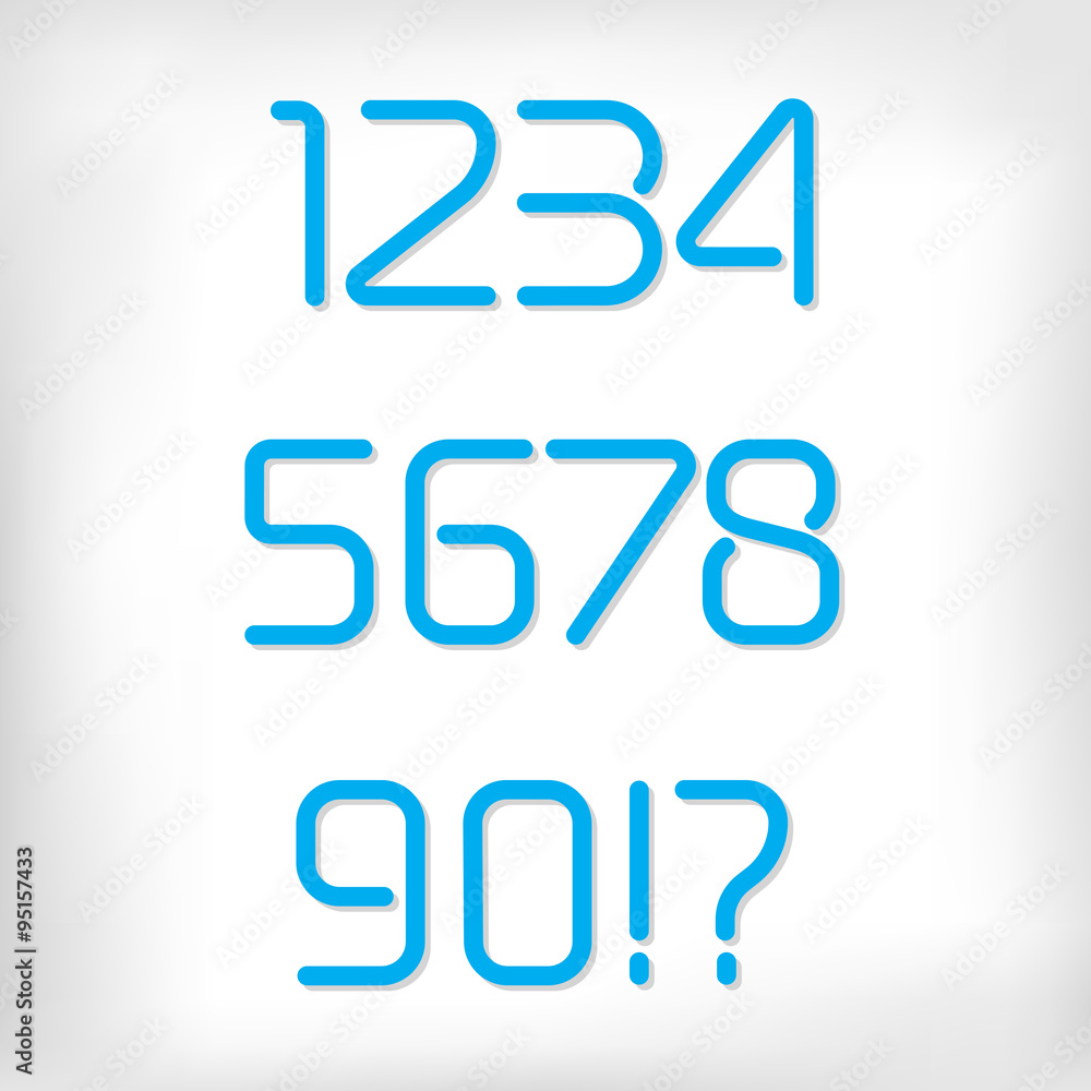 Poster modern minimal rounded font alphabet numbers set.