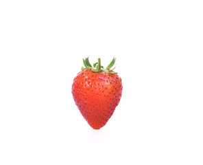 single fresh red strawberry isolated on white background