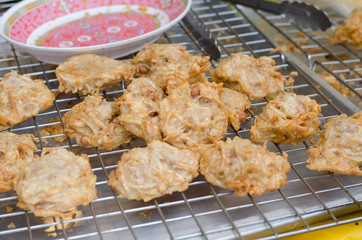 Taro fried on grill in vegetarian Festival Thailand