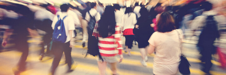 People in Hong Kong Walking Cross Road Concept