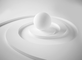 3d illustration of abstract sphere on spiral