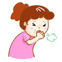 coughing woman cartoon vector illustration