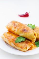 
stuffed cabbage on a white background