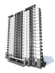 Visualization of modern multi-storey residential building