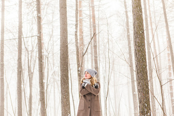 girl in winter forest  
