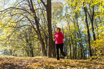 Woman running in park