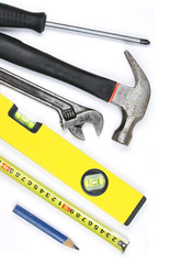 Tools on white background.

