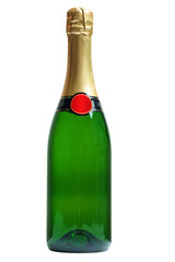 bottle of champagne isolated on white background