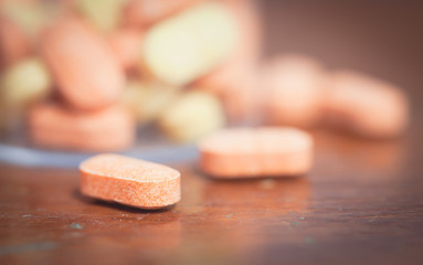 closeup medicine vitamin capsule