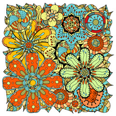 doodle flowers and leafs