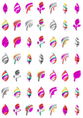 Set of abstract eco leaf icons, business logotype nature concepts, clean modern geometric design