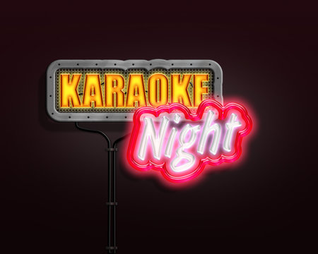 Karaoke Night - Leuchtschrift Gitter Kabel