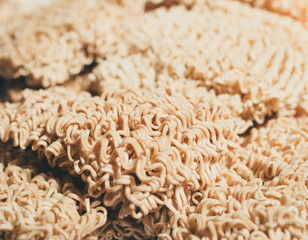 closeup raw instant noodle