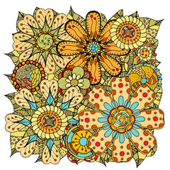 doodle flowers and leafs