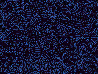 Abstract vector seamless pattern with curling lines