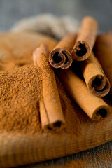 cinnamon on wooden surface