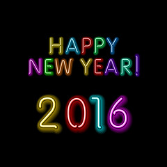 Happy new year 2016 message from neon vector background. Eps 10.