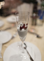 delicious dessert on festive decorated table