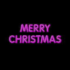 Merry Christmas Card with Neon Color and Bokeh Lighting Background