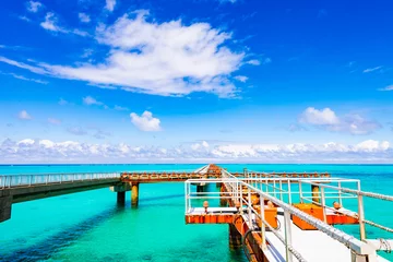 Fotobehang Sea, pier, landscape. Okinawa, Japan. © dreamsky
