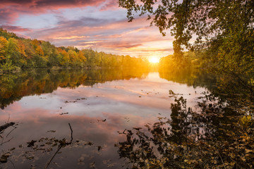 Coucher de soleil au bois d'Havré - Mons
