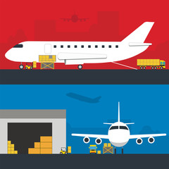 Logistics infographic banner set.