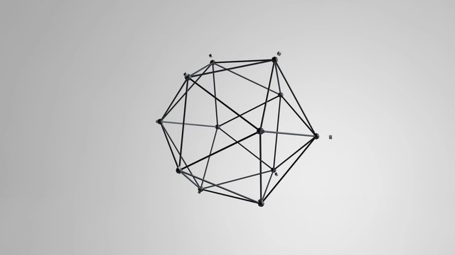 Icosahedron figure floating with particles loop