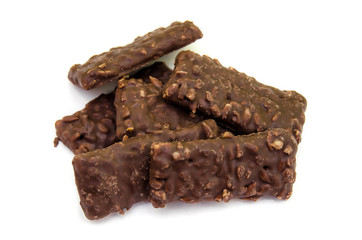 chocolate cookies against white background
