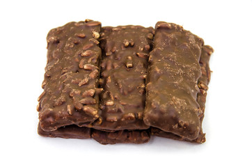 chocolate cookies against white background