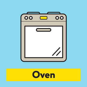 The flat icon of kitchen oven silhouette
