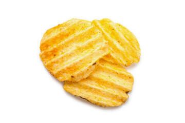 potato chips isolated on white background