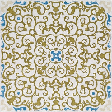 Old ceramic tiles patterns  in the park public.