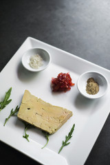 french foie gras appetizer starter with toast